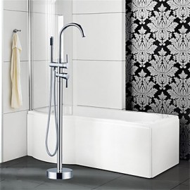Bathtub Tap - Art Deco/Retro - Floor Standing - Brass (Chrome)