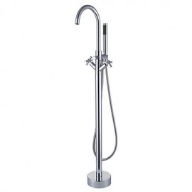 Bathtub Tap - Contemporary - Handshower Included / Floor Standing - Brass (Chrome)