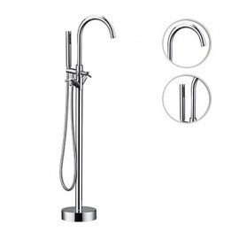 Bathtub Tap Contemporary Floor Standing Brass Chrome