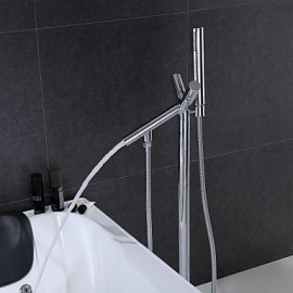 Revolvable Floor Standing Tub Tap with Hand Shower - Chrome Finish
