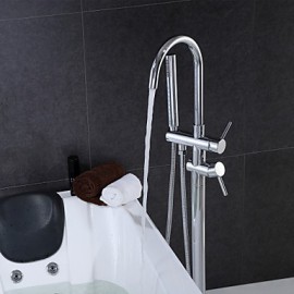 Floor Standing Tub Tap with Hand Shower - Chrome Finish