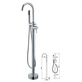 Bathtub Tap / Shower Tap - Contemporary - Floor Standing / Handshower Included - Brass (Chrome)