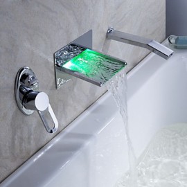 LED Waterfall Tub Tap with Pull-out Hand Shower (Wall Mount)