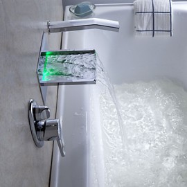 LED Waterfall Tub Tap with Pull-out Hand Shower (Wall Mount)