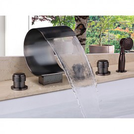 Shower Tap / Bathtub Tap - Contemporary - Handshower Included / Waterfall - Brass (Oil-rubbed Bronze)