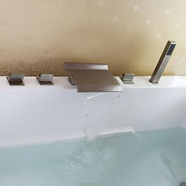 Bathtub Tap - Contemporary - Waterfall / Handshower Included - Brass (Nickel Brushed)