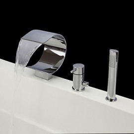 Bathtub Tap - Contemporary - Waterfall / Handshower Included - Brass (Chrome)