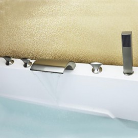 Bathtub Tap - Contemporary - Waterfall / Handshower Included - Brass (Nickel Brushed)