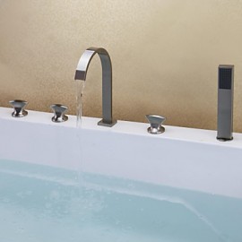 Bathtub Tap - Contemporary - Waterfall / Handshower Included - Brass (Nickel Brushed)