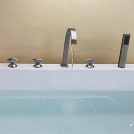 Bathtub Tap - Contemporary - Waterfall / Handshower Included - Brass (Nickel Brushed)