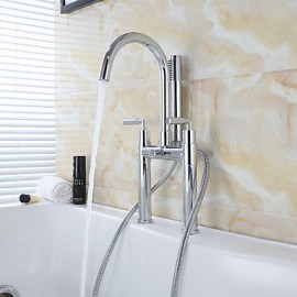 Contemporary  Brass Double Holes Double Cross Handles Bathroom Tub Shower Tap with Hand Shower