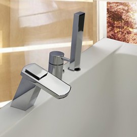 Bathtub Tap - Contemporary - LED / Waterfall / Handshower Included - Brass (Chrome)