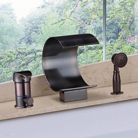 Shower Tap / Bathtub Tap - Contemporary - Handshower Included / Waterfall - Brass (Oil-rubbed Bronze)
