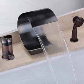 Shower Tap / Bathtub Tap - Contemporary - Handshower Included / Waterfall - Brass (Oil-rubbed Bronze)