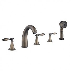 Bathtub Tap - Antique - Sidespray / Handshower Included - Brass (Antique Brass)