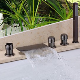 Shower Tap / Bathtub Tap - Contemporary - Handshower Included / Waterfall - Brass (Oil-rubbed Bronze)