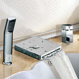 Bathtub Tap - Contemporary - Waterfall / Sidespray / Handshower Included - Stainless Steel (Chrome)
