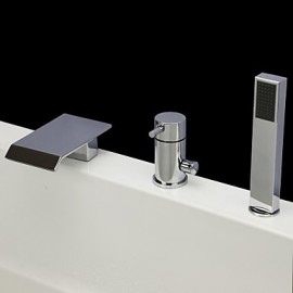 Bathtub Tap - Contemporary - Waterfall / Handshower Included - Brass (Chrome)