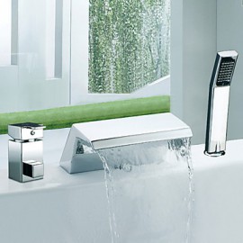 Bathtub Tap - Contemporary - Waterfall / Sidespray - Stainless Steel (Chrome)