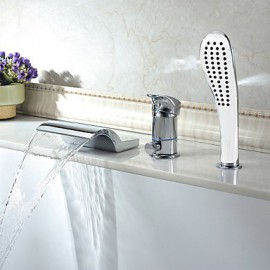 Bathtub Tap - Contemporary - Waterfall / Sidespray / Handshower Included - Stainless Steel (Chrome)