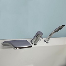 Bathtub Tap - Contemporary - LED / Waterfall / Handshower Included - Brass (Chrome)