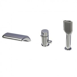 Bathtub Tap - Contemporary - LED / Waterfall / Handshower Included - Brass (Chrome)