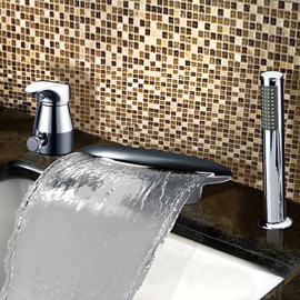 Bathtub Tap - Contemporary - Waterfall / Sidespray - Stainless Steel (Chrome)