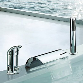 Bathtub Tap - Contemporary - Waterfall / Sidespray / Handshower Included - Stainless Steel (Chrome)