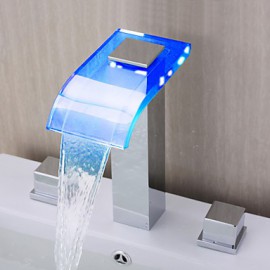 Bathtub Tap - Contemporary - LED / Waterfall - Brass (Chrome)