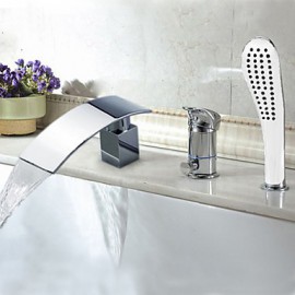 Bathtub Tap - Contemporary - Waterfall / Sidespray - Brass (Chrome)