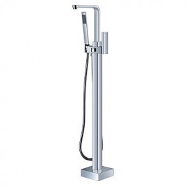 Solid Brass Modern Floor Standing Tub Shower Tap with Hand Shower