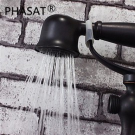 Traditional Bronze Finish 2 Handles Bathtub Tap with Hand Shower