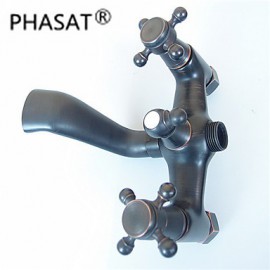 Traditional Bronze Finish 2 Handles Bathtub Tap with Hand Shower