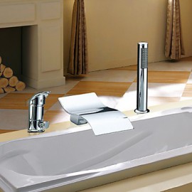Bathtub Tap - Contemporary - Waterfall / Sidespray - Stainless Steel (Chrome)