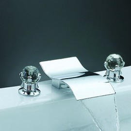 Two Handles Chrome Widespread Waterfall Bathtub Tap