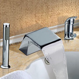 Bathtub Tap - Contemporary - Waterfall / Sidespray - Stainless Steel (Chrome)