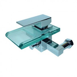 Contemporary Waterfall Tub Tap with Glass Spout (Wall Mount)