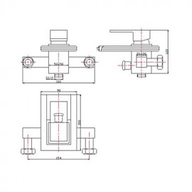 Contemporary Waterfall Tub Tap with Glass Spout (Wall Mount)