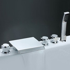Bathtub Tap - Contemporary - Waterfall / Sidespray / Handshower Included - Brass (Chrome)