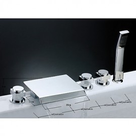 Bathtub Tap - Contemporary - Waterfall / Sidespray / Handshower Included - Brass (Chrome)