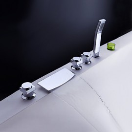 Brass Waterfall Tub Tap with Hand Shower (Chrome Finish)