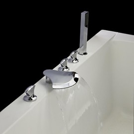 Bathtub Tap - Contemporary - Waterfall / Handshower Included - Brass (Chrome)