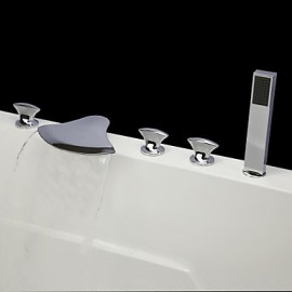 Bathtub Tap - Contemporary - Waterfall / Handshower Included - Brass (Chrome)
