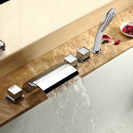 Bathtub Tap - Contemporary - Waterfall / Sidespray / Handshower Included - Brass (Chrome)