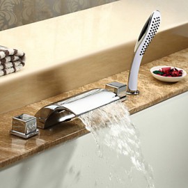Bathtub Tap - Contemporary - Waterfall / Sidespray / Handshower Included - Brass (Chrome)