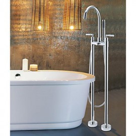 Bathtub Tap / Shower Tap - Contemporary - Floor Standing / Clawfoot / Handshower Included - Brass (Chrome)