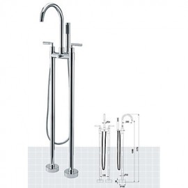 Bathtub Tap / Shower Tap - Contemporary - Floor Standing / Clawfoot / Handshower Included - Brass (Chrome)