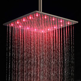 16 inch Stainless Steel Shower Head with Color Changing LED Light
