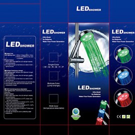 Water Flow Power Generation Gradual Color Changing LED Hand Shower