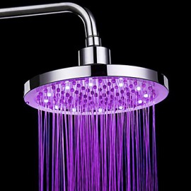 7 Colors Changing LED Contemporary Chrome Shower Faucet Head of 8 inch